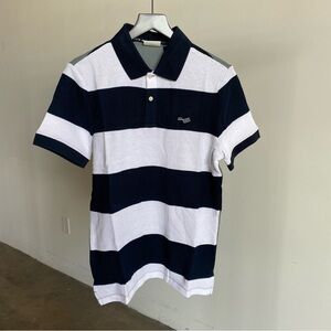 NWT Blue Striped Perry Ellis America Cotton Polo Short Sleeve Shirt Sz Small